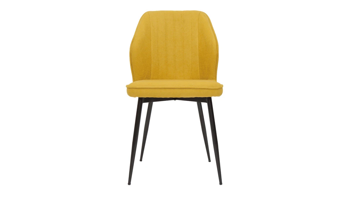 Chaises Design En Tissu Effet Velours Jaune Moutarde Et Métal Noir (lot De 2) FANETTE 4 Chaises Design En Tissu Effet Velours Jaune Moutarde Et Métal Noir (lot De 2) FANETTE – Image 2