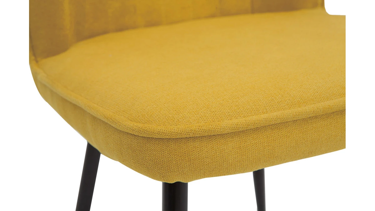 Chaises Design En Tissu Effet Velours Jaune Moutarde Et Métal Noir (lot De 2) FANETTE 8 Chaises Design En Tissu Effet Velours Jaune Moutarde Et Métal Noir (lot De 2) FANETTE – Image 6