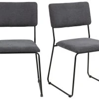Chaises Design En Tissu Gris Et Métal Noir (lot De 2) FLORE
