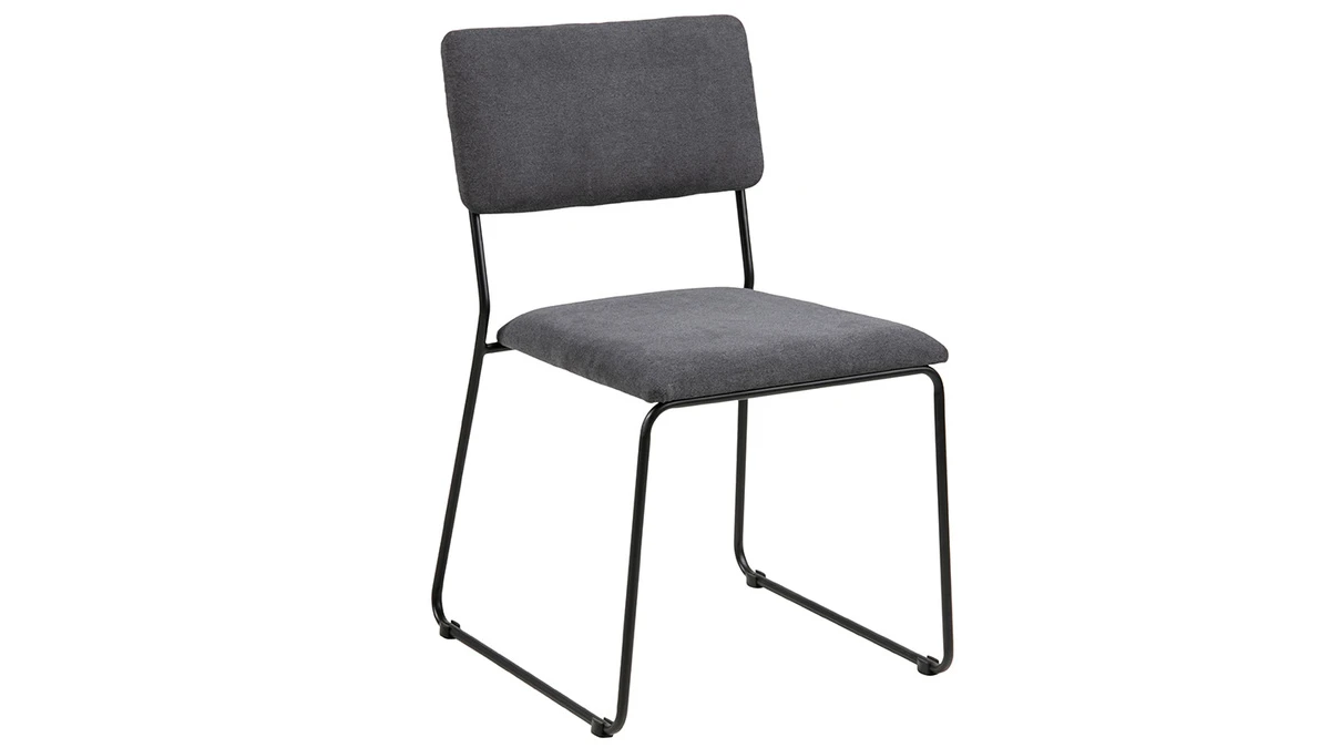 Chaises Design En Tissu Gris Et Métal Noir (lot De 2) FLORE 5 Chaises Design En Tissu Gris Et Métal Noir (lot De 2) FLORE – Image 3