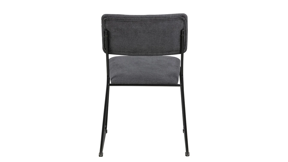 Chaises Design En Tissu Gris Et Métal Noir (lot De 2) FLORE 7 Chaises Design En Tissu Gris Et Métal Noir (lot De 2) FLORE – Image 5