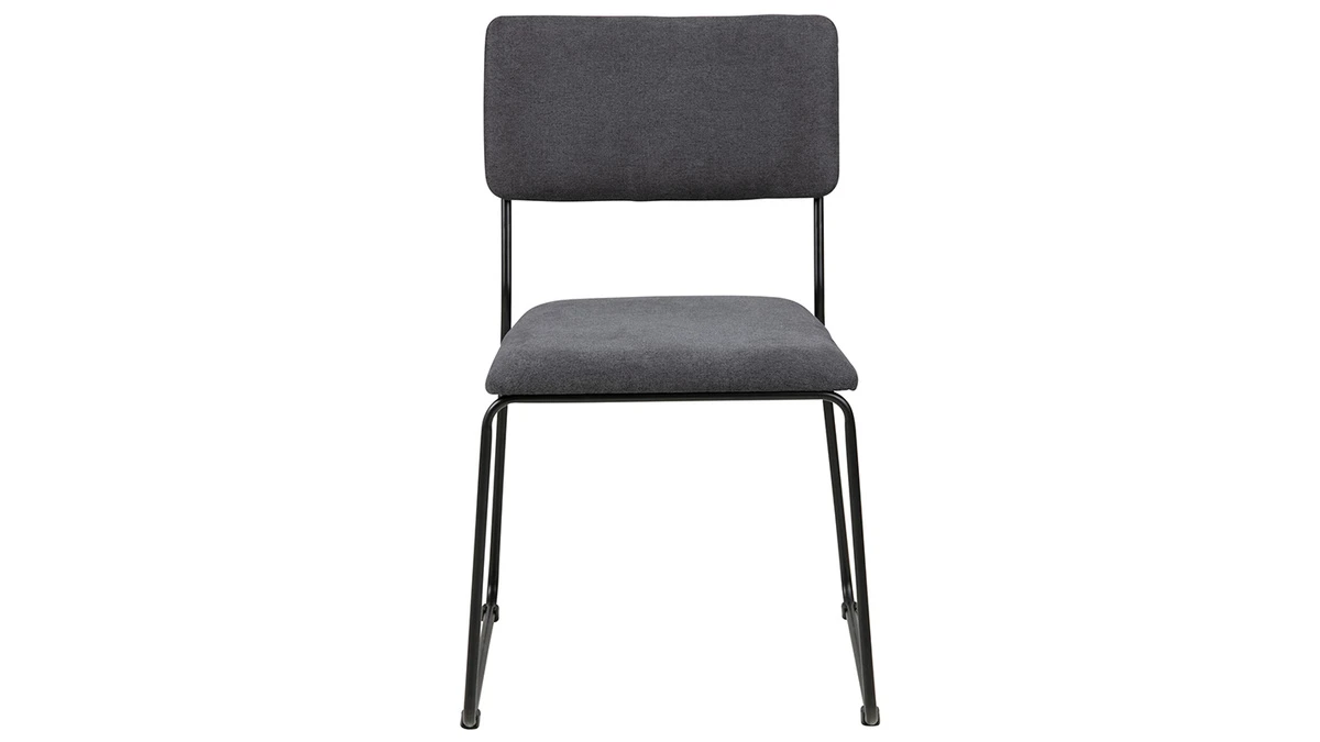 Chaises Design En Tissu Gris Et Métal Noir (lot De 2) FLORE 4 Chaises Design En Tissu Gris Et Métal Noir (lot De 2) FLORE – Image 2