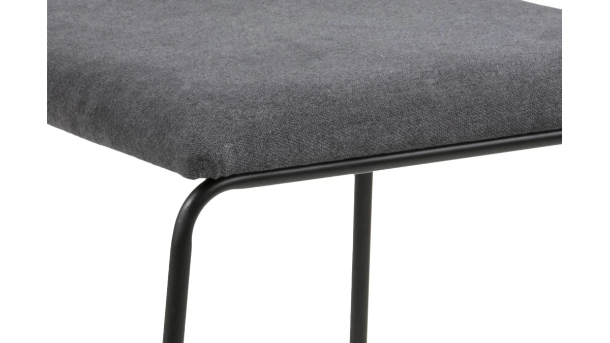 Chaises Design En Tissu Gris Et Métal Noir (lot De 2) FLORE 8 Chaises Design En Tissu Gris Et Métal Noir (lot De 2) FLORE – Image 6