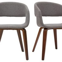 Chaises Design En Tissu Gris Et Pieds En Bois Foncé Noyer (lot De 2) SLAM
