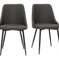 Chaises Design En Tissu Gris Foncé Et Métal Noir (lot De 2) CULT
