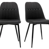 Chaises Design En Tissu Gris Foncé Et Métal Noir (lot De 2) FUSE