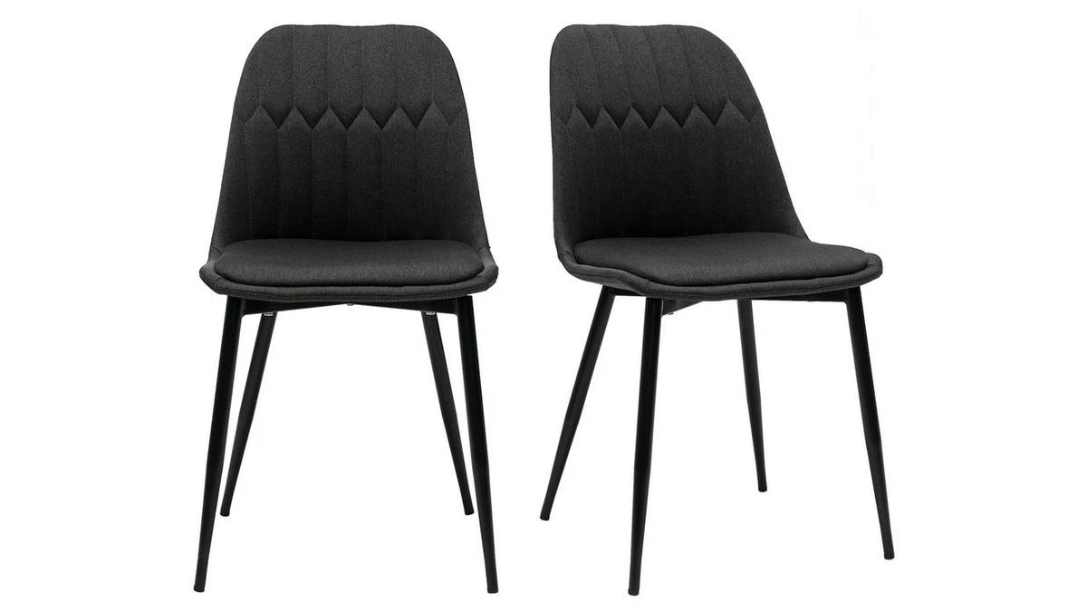Chaises Design En Tissu Gris Foncé Et Métal Noir (lot De 2) FUSE 3 Chaises Design En Tissu Gris Foncé Et Métal Noir (lot De 2) FUSE
