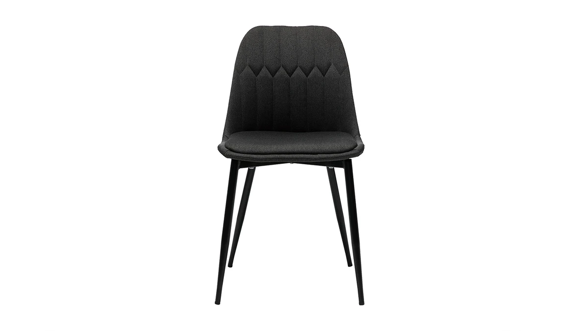 Chaises Design En Tissu Gris Foncé Et Métal Noir (lot De 2) FUSE 4 Chaises Design En Tissu Gris Foncé Et Métal Noir (lot De 2) FUSE – Image 2