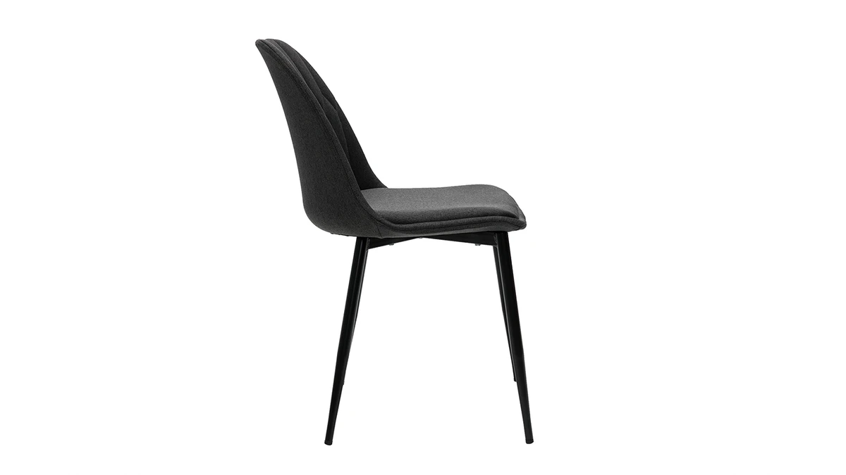 Chaises Design En Tissu Gris Foncé Et Métal Noir (lot De 2) FUSE 6 Chaises Design En Tissu Gris Foncé Et Métal Noir (lot De 2) FUSE – Image 4