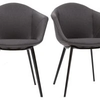 Chaises Design En Tissu Gris Foncé Et Métal Noir (lot De 2) TAYA