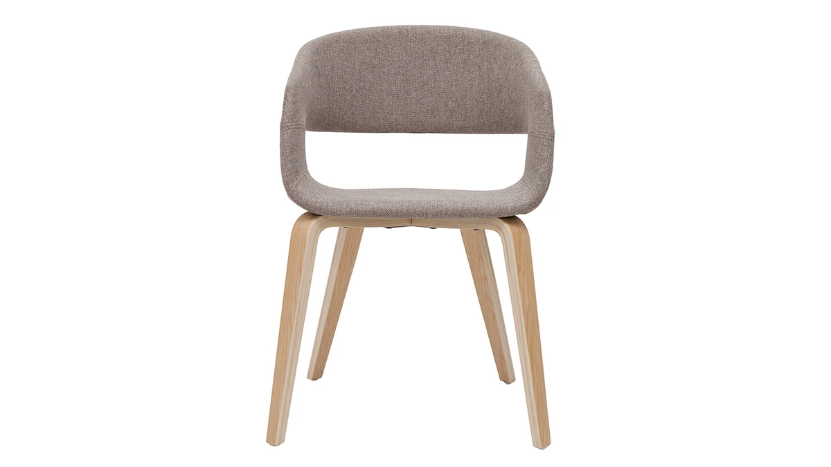 Chaises Design En Tissu Taupe Et Bois Clair Chêne (lot De 2) SLAM 4 Chaises Design En Tissu Taupe Et Bois Clair Chêne (lot De 2) SLAM – Image 2