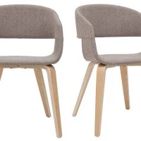Chaises Design En Tissu Taupe Et Bois Clair Chêne (lot De 2) SLAM