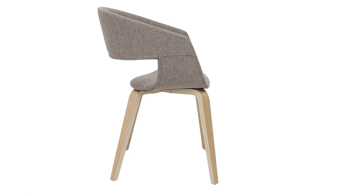 Chaises Design En Tissu Taupe Et Bois Clair Chêne (lot De 2) SLAM 6 Chaises Design En Tissu Taupe Et Bois Clair Chêne (lot De 2) SLAM – Image 4