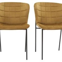 Chaises Design En Tissu Velours Bronze Et Métal Noir (lot De 2) SAIGA