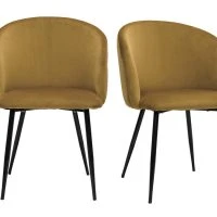 Chaises Design En Tissu Velours Bronze Et Métal Noir (lot De 2) VANITY