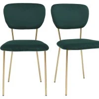 Chaises Design En Tissu Velours Gaufré Vert Foncé Et Métal Doré (lot De 2) LEPIDUS