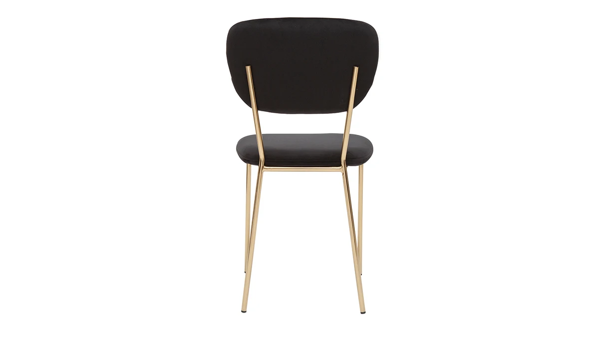 Chaises Design En Tissu Velours Noir Et Métal Doré (lot De 2) LEPIDUS 7 Chaises Design En Tissu Velours Noir Et Métal Doré (lot De 2) LEPIDUS – Image 5