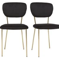 Chaises Design En Tissu Velours Noir Et Métal Doré (lot De 2) LEPIDUS