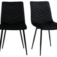 Chaises Design En Tissu Velours Noir Et Métal Noir (lot De 2) PUMPKIN