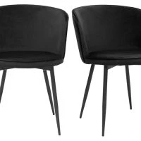 Chaises Design En Tissu Velours Noir Et Métal Noir (lot De 2) SERIF