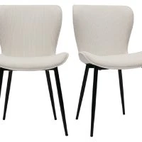 Chaises Design En Tisu Velours Côtelé Beige Et Métal Noir (lot De 2) ADDICT