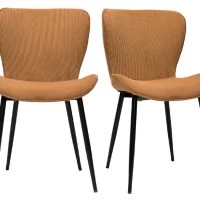 Chaises Design En Velours Côtelé Jaune Curry Et Métal Noir (lot De 2) ADDICT