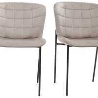 Chaises Design En Velours Taupe Et Métal Noir (lot De 2) SAIGA