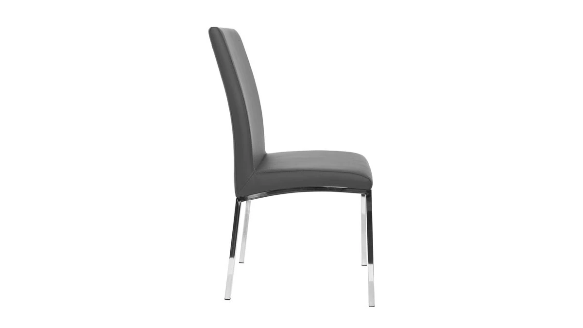 Chaises Design Gris Et Métal Acier Chromé (lot De 2) SIMEA 6 Chaises Design Gris Et Métal Acier Chromé (lot De 2) SIMEA – Image 4