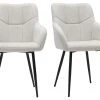 Chaises Design Matelassées En Tissu Velours Texturé Beige Et Métal Noir (lot De 2) MONTERO