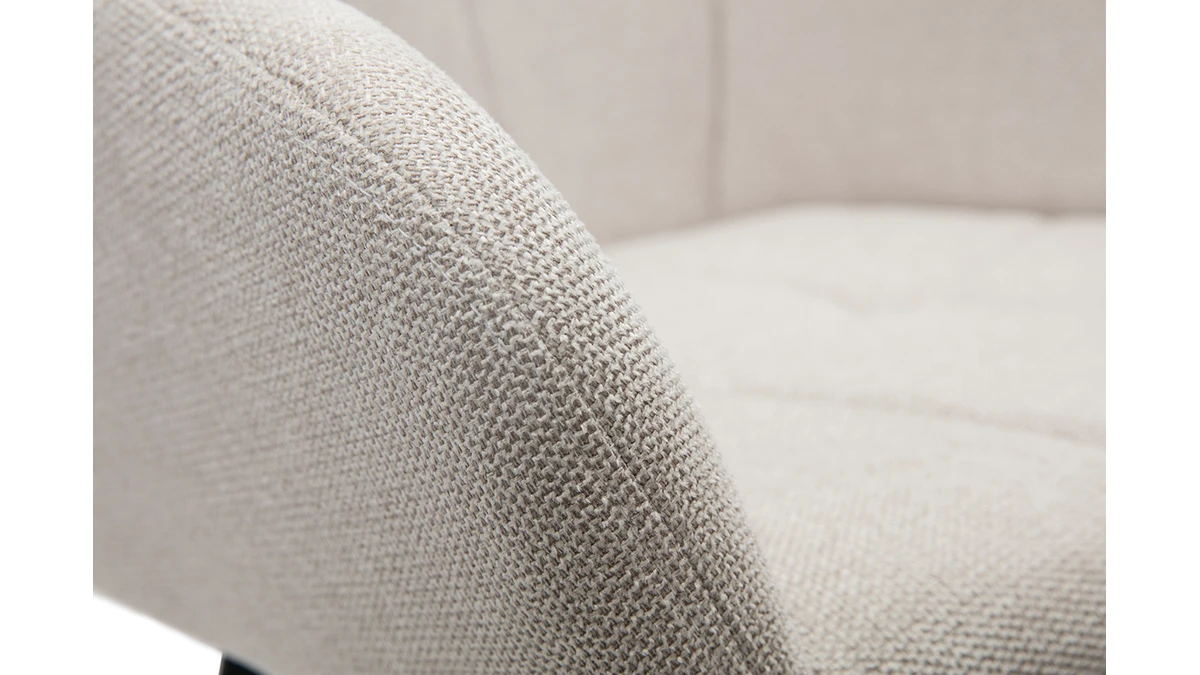 Chaises Design Matelassées En Tissu Velours Texturé Beige Et Métal Noir (lot De 2) MONTERO 8 Chaises Design Matelassées En Tissu Velours Texturé Beige Et Métal Noir (lot De 2) MONTERO – Image 6