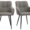 Chaises Design Matelassées En Tissu Velours Texturé Gris Et Métal Noir (lot De 2) MONTERO