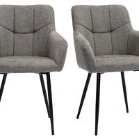 Chaises Design Matelassées En Tissu Velours Texturé Gris Et Métal Noir (lot De 2) MONTERO