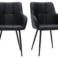 Chaises Design Matelassées Noires Et Métal Noir (lot De 2) MONTERO