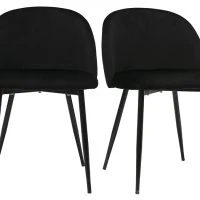 Chaises Design Noires En Tissu Velours Et Métal (lot De 2) CELESTE