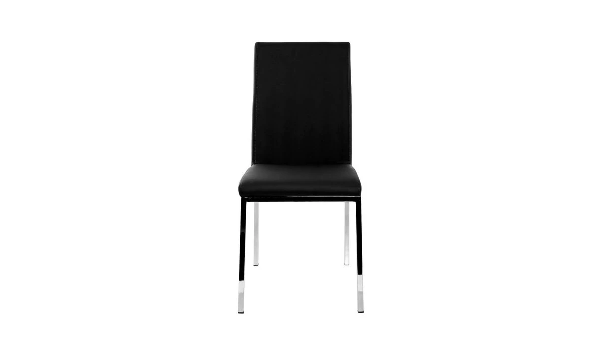 Chaises Design Noires Et Métal Acier Chromé (lot De 2) SIMEA 4 Chaises Design Noires Et Métal Acier Chromé (lot De 2) SIMEA – Image 2