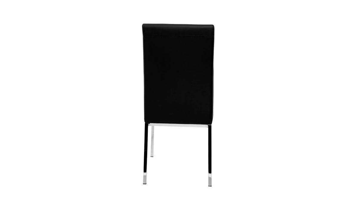 Chaises Design Noires Et Métal Acier Chromé (lot De 2) SIMEA 7 Chaises Design Noires Et Métal Acier Chromé (lot De 2) SIMEA – Image 5
