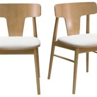 Chaises En Bois Clair Chêne Massif Et Tissu Effet Laine Bouclée écru (lot De 2) LOUISA