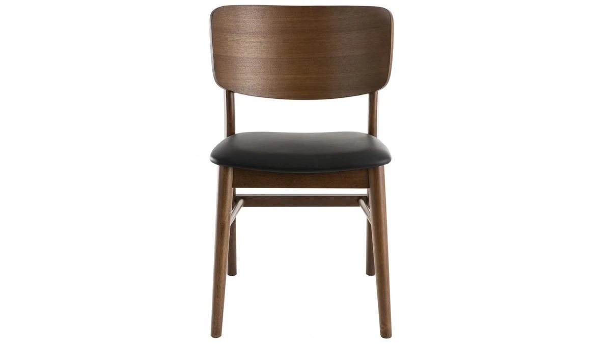 Chaises En Bois Foncé Noyer Et Assises Noires (lot De 2) SHELDON 4 Chaises En Bois Foncé Noyer Et Assises Noires (lot De 2) SHELDON – Image 2