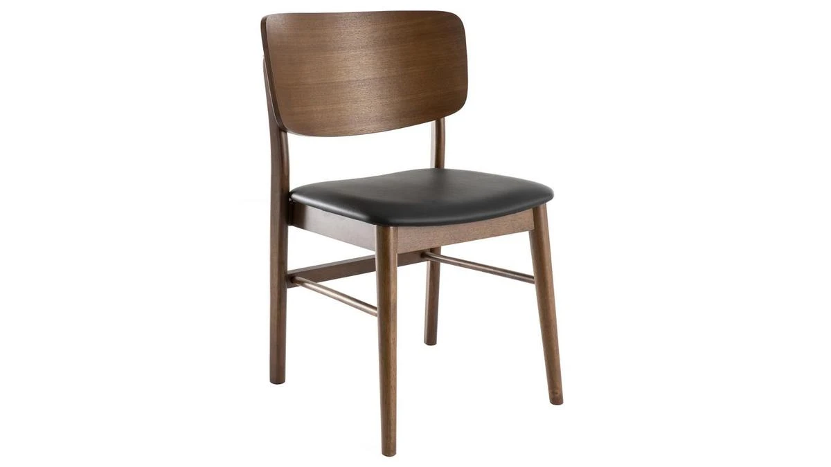 Chaises En Bois Foncé Noyer Et Assises Noires (lot De 2) SHELDON 5 Chaises En Bois Foncé Noyer Et Assises Noires (lot De 2) SHELDON – Image 3