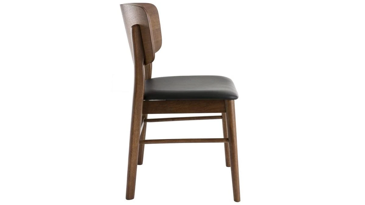 Chaises En Bois Foncé Noyer Et Assises Noires (lot De 2) SHELDON 6 Chaises En Bois Foncé Noyer Et Assises Noires (lot De 2) SHELDON – Image 4