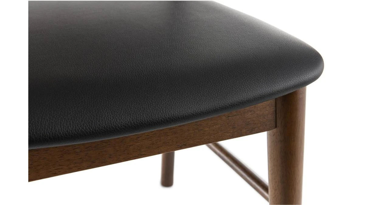 Chaises En Bois Foncé Noyer Et Assises Noires (lot De 2) SHELDON 8 Chaises En Bois Foncé Noyer Et Assises Noires (lot De 2) SHELDON – Image 6