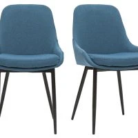 Chaises En Tissu Bleu Canard Et Métal Noir (lot De 2) HOLO
