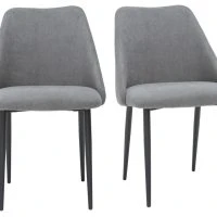 Chaises En Tissu Effet Velours Gris Et Métal Noir (lot De 2) ELLO