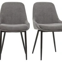 Chaises En Tissu Effet Velours Gris Et Métal Noir (lot De 2) HOLO