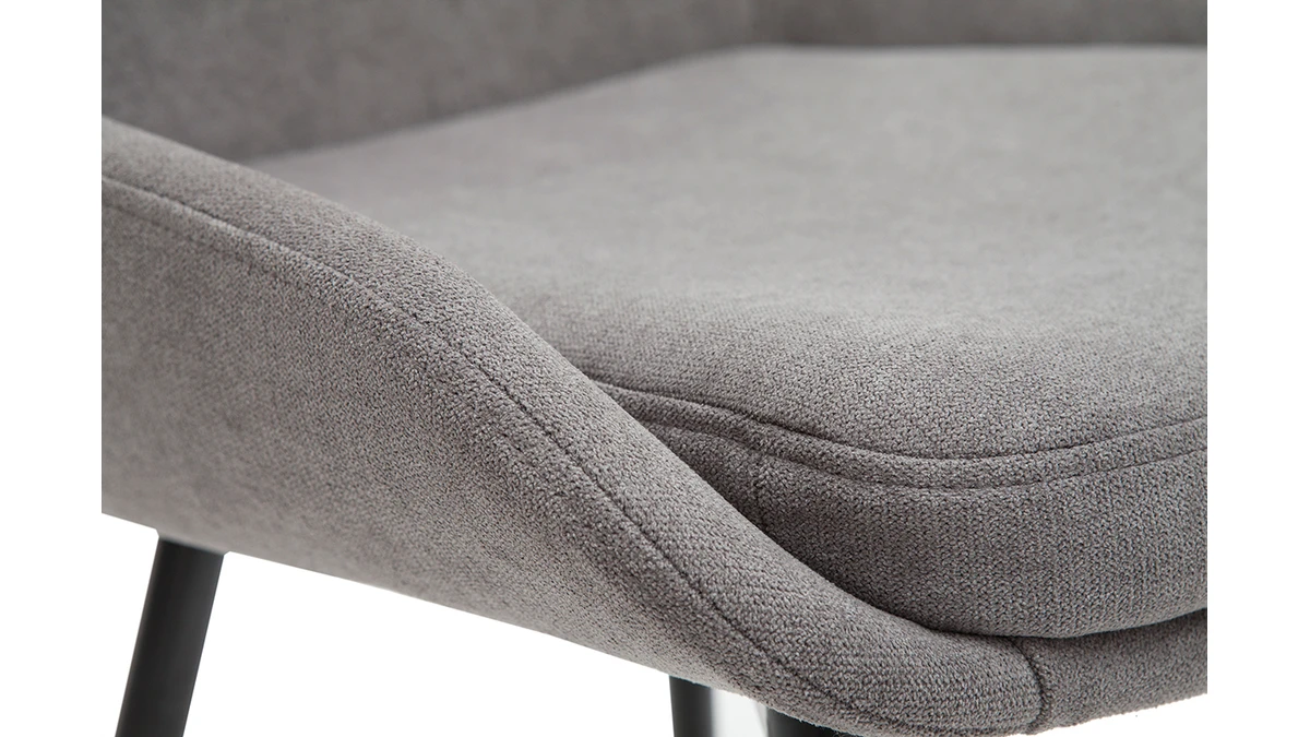 Chaises En Tissu Effet Velours Gris Et Métal Noir (lot De 2) HOLO 8 Chaises En Tissu Effet Velours Gris Et Métal Noir (lot De 2) HOLO – Image 6