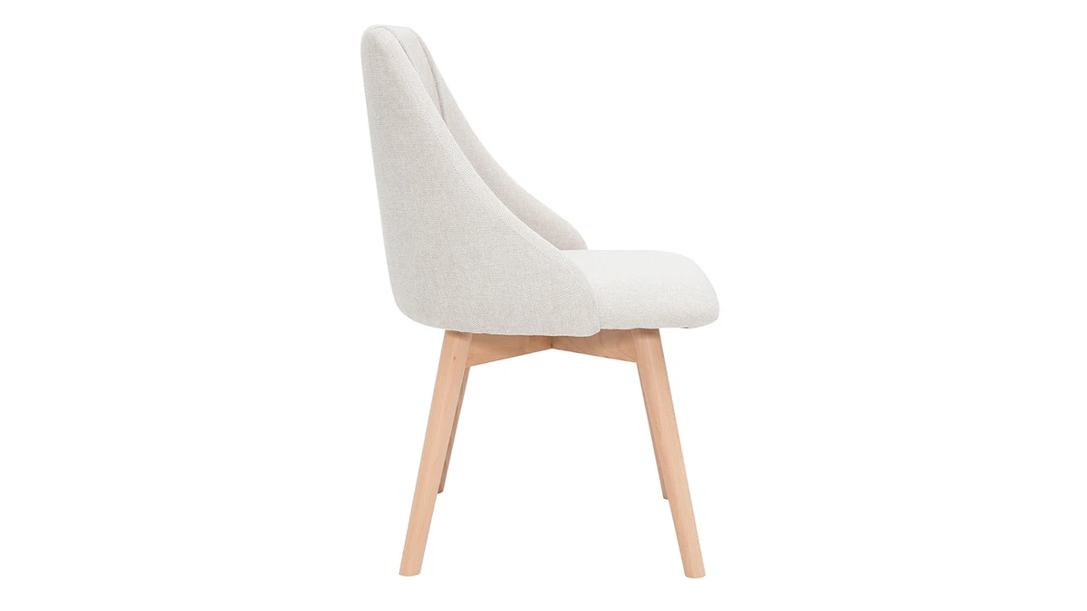 Chaises En Tissu Effet Velours Texturé Beige Et Bois Clair Massif (lot De 2) HIGGINS 6 Chaises En Tissu Effet Velours Texturé Beige Et Bois Clair Massif (lot De 2) HIGGINS – Image 4