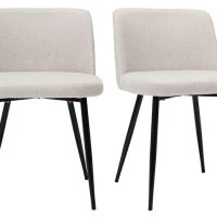 Chaises En Tissu Effet Velours Texturé Beige Et Métal Noir (lot De 2) MONTI