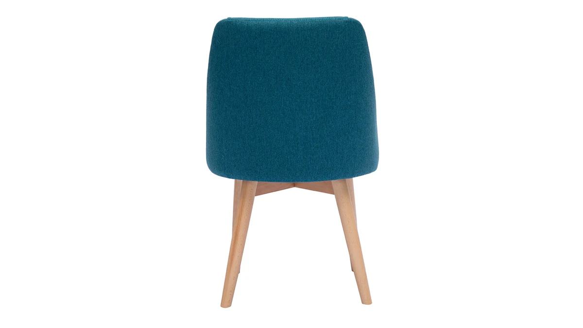 Chaises En Tissu Effet Velours Texturé Bleu Canard Et Bois Clair Massif (lot De 2) HIGGINS 7 Chaises En Tissu Effet Velours Texturé Bleu Canard Et Bois Clair Massif (lot De 2) HIGGINS – Image 5