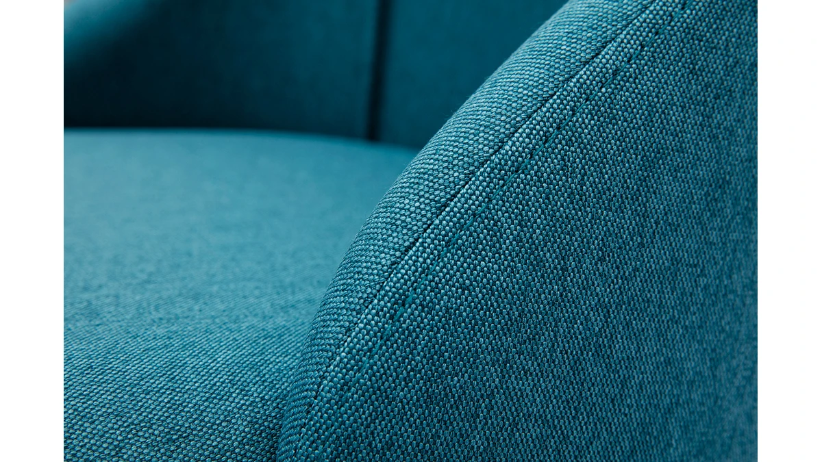 Chaises En Tissu Effet Velours Texturé Bleu Canard Et Bois Clair Massif (lot De 2) HIGGINS 8 Chaises En Tissu Effet Velours Texturé Bleu Canard Et Bois Clair Massif (lot De 2) HIGGINS – Image 6