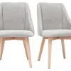 Chaises En Tissu Effet Velours Texturé Gris Et Bois Clair Massif (lot De 2) HIGGINS